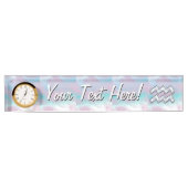 Modern Aquarius Sign on Moeder Pearl Style Naambordje (Voorkant)