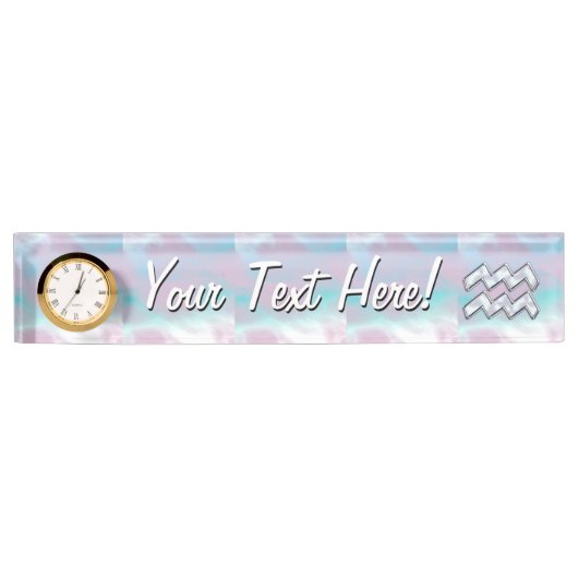 Modern Aquarius Sign on Moeder Pearl Style Naambordje