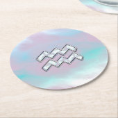 Modern Aquarius Sign on Moeder Pearl Style Ronde Kartonnen Onderzetter (Gebogen)