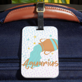Modern Aquarius Water Bearer Zodiac Bagagelabel