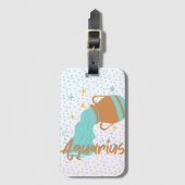Modern Aquarius Water Bearer Zodiac Bagagelabel (Voorkant (verticaal))
