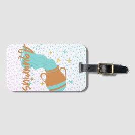 Modern Aquarius Water Bearer Zodiac Bagagelabel