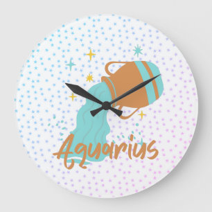 Modern Aquarius Water Bearer Zodiac Grote Klok