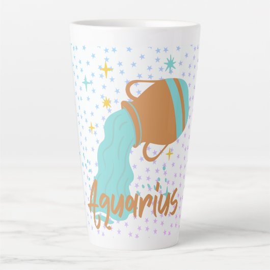 Modern Aquarius Water Bearer Zodiac Latte Mok (Voorkant)