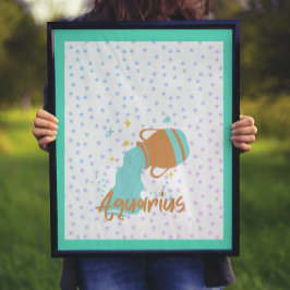 Modern Aquarius Water Bearer Zodiac Poster
