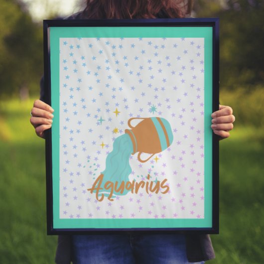 Modern Aquarius Water Bearer Zodiac Poster