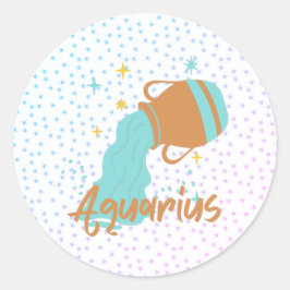 Modern Aquarius Water Bearer Zodiac Ronde Sticker