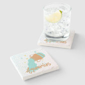 Modern Aquarius Water Bearer Zodiac Stenen Onderzetter (Zijkant)