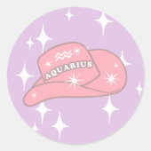Modern Aquarius Zodiac Cowgirl Pet Lila Ronde Sticker (Voorkant)