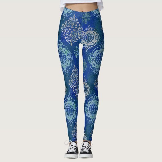 Modern Arabesque Moroccan Tegel BOHO Art Pattern Leggings (Voorkant)