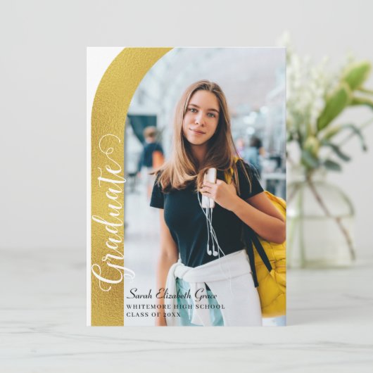 Modern Arc Photo Script-Afstuderen Kaart (Staand voorkant)