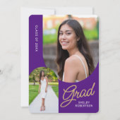 Modern Arch 2 Foto Afstudeerder Party Paarse Kaart (Voorkant)