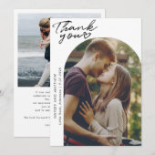 Modern Arch 2 foto's Elegante bruiloft Bedankkaart (Voorkant / Achterkant)