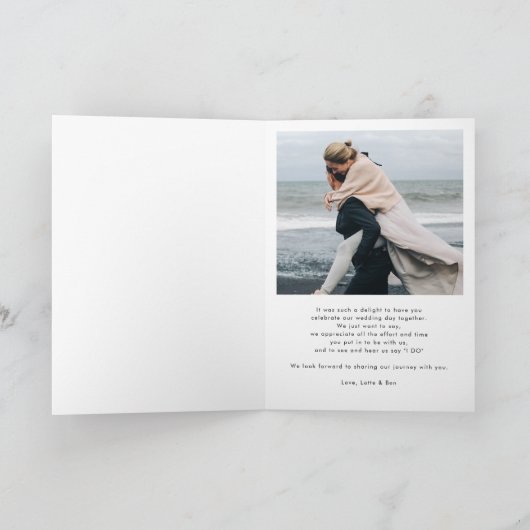 Modern Arch 2 foto's Handgeschreven bruiloft Bedankkaart (Binnen)