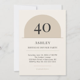 Modern Arch 40th Birthday Dinner Party Invitation Kaart