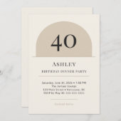 Modern Arch 40th Birthday Dinner Party Invitation Kaart (Voorkant / Achterkant)