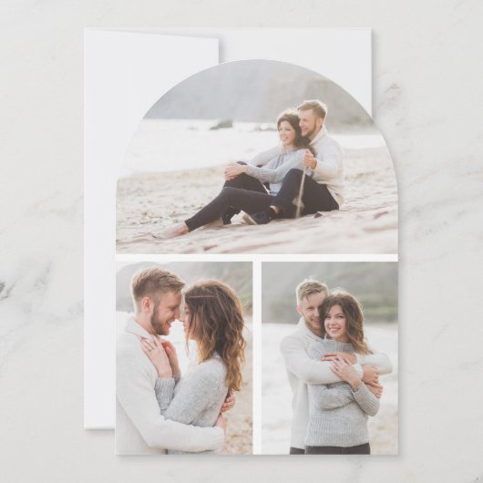 Modern Arch 4 Photo Script Engagement Party Kaart (Achterkant)