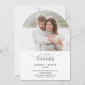 Modern Arch 4 Photo Script Engagement Party Kaart (Voorkant)