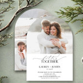 Modern Arch 4 Photo Script Engagement Party Kaart