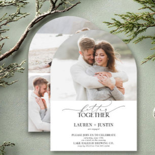 Modern Arch 4 Photo Script Engagement Party Kaart