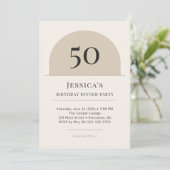 Modern Arch 50th Birthday Dinner Party Invitation Kaart (Staand voorkant)