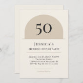 Modern Arch 50th Birthday Dinner Party Invitation Kaart (Voorkant / Achterkant)