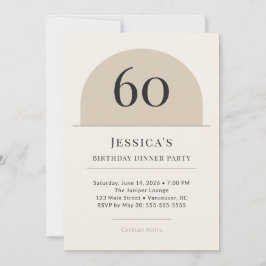 Modern Arch 60th Birthday Dinner Party Invitation Kaart