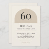 Modern Arch 60th Birthday Dinner Party Invitation Kaart (Voorkant / Achterkant)