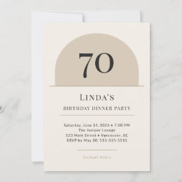 Modern Arch 70th Birthday Dinner Party Invitation Kaart