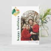 Modern Arch & Abstracte Waterverf Ornament Foto Feestdagenkaart (Staand voorkant)