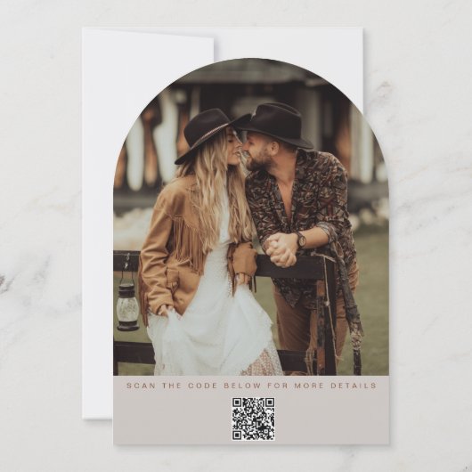 Modern Arch Beige Wedding Save The Date Kaart (Achterkant)