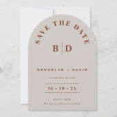 Modern Arch Beige Wedding Save The Date Kaart (Voorkant)