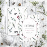 Modern Arch Black Winter Botanical Merry Kerstmis Feestdagenkaart<br><div class="desc">Wat is de beste manier om vakantievrolijkheid te verspreiden dan met onze moderne zwarte Kaart van de Botanische Pill van de winter Merry Kerstfeestdag? Deze mooie kaart is voorzien van een modern wintergroen patroon van donkerzwarte, rode en ontrooide groene winterplantaardige stoffen, achter het pil gevormd inset met je vakantiegroeten. Het...</div>
