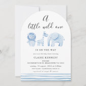 Modern Arch Blue Safari Wild One Baby shower Kaart (Voorkant)