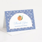 Modern Arch Blue Tegel Citrus Vrijgezellenfeest Bedankkaart