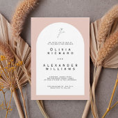 Modern Arch Blush Minimalist Wedding Invitation Kaart