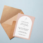 Modern Arch Blush Minimalist Wedding Invitation Kaart