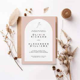 Modern Arch Blush Minimalist Wedding Invitation Kaart