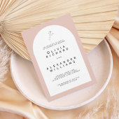 Modern Arch Blush Minimalist Wedding Invitation Kaart