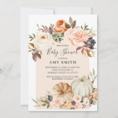 Modern Arch Boho Floral Pumpkin Baby shower  Kaart (Voorkant)