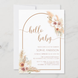 Modern Arch Boho Pampas Grass Baby shower Kaart