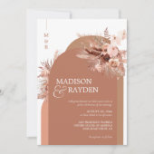 Modern Arch Boho Pampas Grass Terracotta Wedding Kaart (Voorkant)