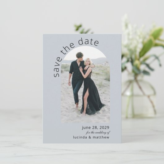 Modern Arch Boho Wedding Save the Date (Staand voorkant)