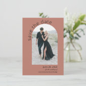 Modern Arch Boho Wedding Save the Date (Staand voorkant)