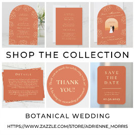 Modern Arch Botanisch Sinaasappel Huwelijksuitnodi Kaart