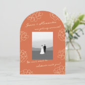 Modern Arch Botanisch Sinaasappel Huwelijksuitnodi Kaart (Staand voorkant)