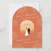 Modern Arch Botanisch Sinaasappel Huwelijksuitnodi Kaart (Voorkant)