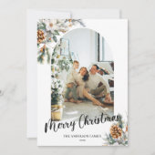 Modern Arch Botanische Rood en Wit Kerstmis Feestdagenkaart (Voorkant)