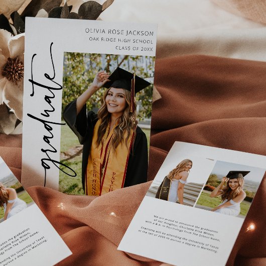 Modern Arch Casual Foto Afstuderen Aankondiging