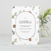 Modern Arch Cotton Winter Greenery Merry Kerstmis Feestdagenkaart (Staand voorkant)